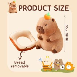Rppiup Capybara Plush Toy, Cute Capybara Gifts, Capybara Soft Doll with An Orange & A Detachable Toast On Head, Brown Cartoon Capybara Plush Soft Toys, Birthday Decorations & Gift for Boys Girls(30cm)