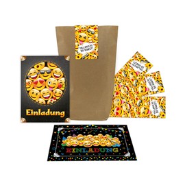 Junaversum 12 Invitation Cards for Children's Birthday Girls Boys Invitations Including 12 Envelopes, 12 Bags, 12 Stickers