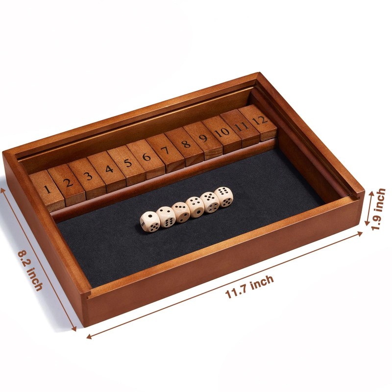 Vamslove Shut The Box Dice Game Wooden Board Table Math