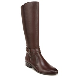 Naturalizer Womens Rena Knee High Riding Boot Dark Brown Leather Wide Calf 7 M