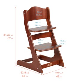 ECR4Kids Grows with Me Chair, Transitional Chair, Dark Walnut