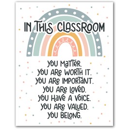 HoneyKICK Boho Rainbow Classroom Decor - 11 x 14 - Classroom Poster and Bulletin Board Decoration for Preschool, Elementary, Middle School, Daycare