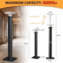 8-Pack House Floor Jacks for Leveling, 16.5-20.5 Inch Height Adjustable Post Floor Jack, Screw Jacks for Home Leveling, Level Supports for Basement, Porches, Roof Beams and Decks, 6,600 LBS Capacity