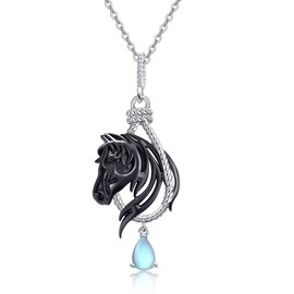 VENACOLY Horse Necklace for Women 925 Sterling Silver Horse Pendant Necklace Horse Jewellery Gift for Women, Sterling Silver, Moonstone