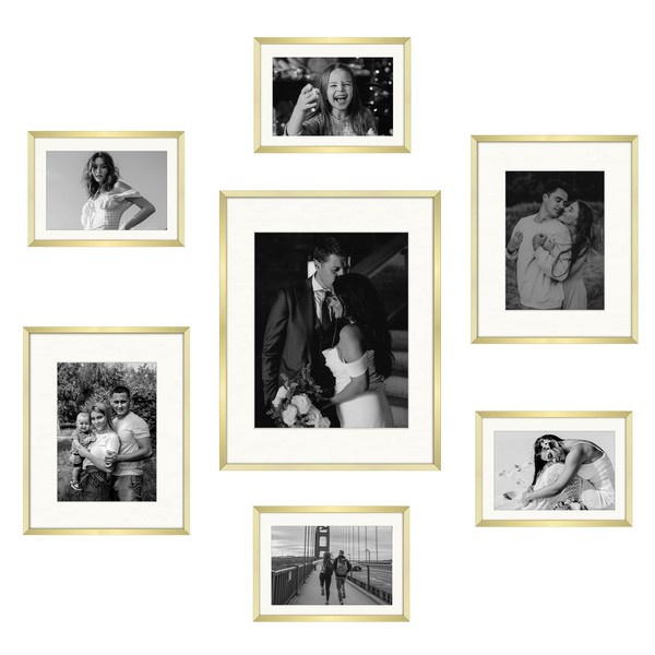 Frametory, Aluminum Gallery Wall Frame Set with Ivory Color Mat