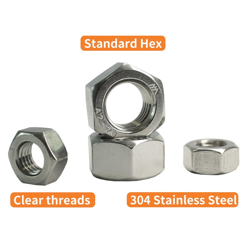 HXCOMET M14-2 Hex Nuts (30pcs), 304 Stainless Steel (18-8), DIN