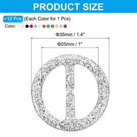 PATIKIL 1" Scarf Ring Clip, 12 Pcs Resin Round T-Shirt Clip Bling Fashion Ring Scarves Clasp Buckle Tie Circle Clip for Women Silk Clothing Decoration, 12 Colors