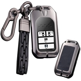 ontto Honda Smart Key Case, Key Cover, Key Holder, Aluminum Alloy + Leather, Suitable for Honda Step Wagon, Accord Fit, Vezel, Odyssey, Scratch-Resistant, Accessory, Present, Hard to Fall Out, Sliding