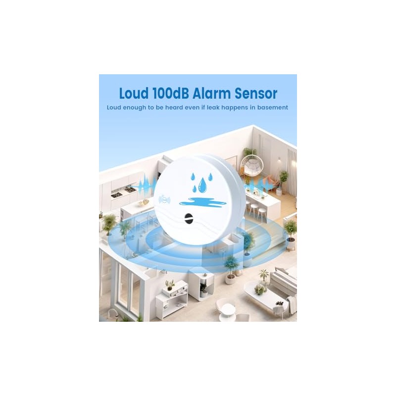 5-Pack Water Leak Detectors with 100dB Alarm for Home Safety