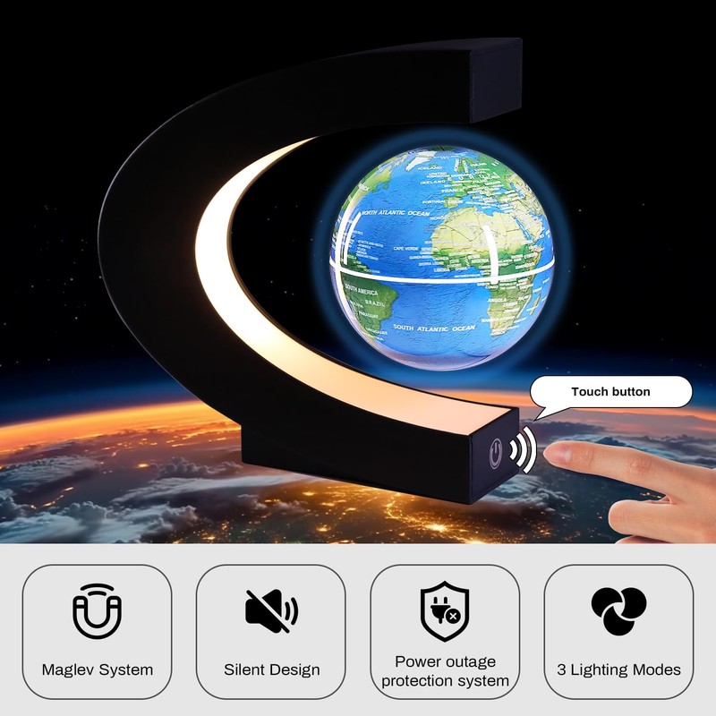 COCOSY LED Globe C Shape Floating Globe 8.5cm Magnetic Floating