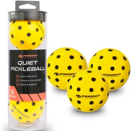 Silent Pickleball Balls - Quiet Foam Pickleballs for Indoor and Outdoor Practice - Includes 3 Balls and Tube - 3 Pack Yellow Soft Pickleballs
