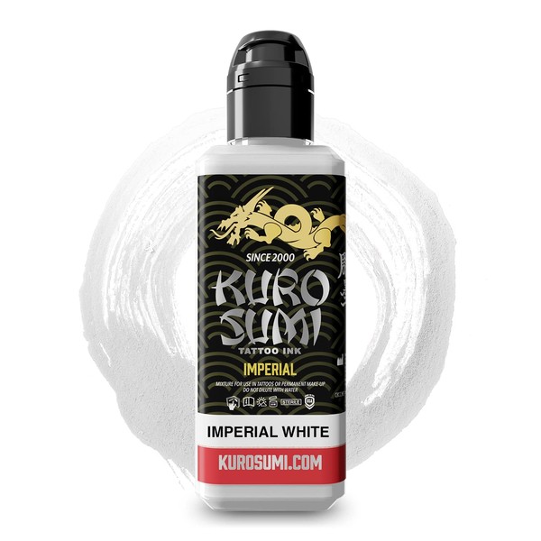 Kuro Sumi Imperial - White - Professional Tattoo Ink & Tattoo Supplies for Greywork & Shading - Skin-Safe Permanent Tattooing - Vegan (1.5 oz)