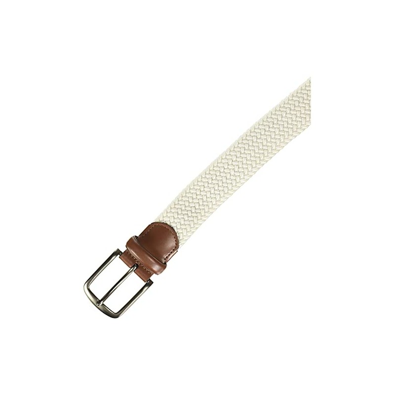 Perry Men's Woven Belt with Stretch Leather-Trim Fabric