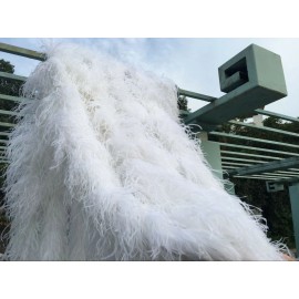 Feather Paradise 6 ply - 20 ply Snow White Fluffy Ostrich Feathers Boa Wedding Party Decoration - 6 ply