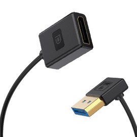 Kework 1ft DisplayPort UHD Extension Silicone Cable, OD 3.8mm Ultra Thin HDMI DisplayPort 1.4V Extender Cord, Up Angle Male to Straight Female DP 32.4Gbps Ultra High Speed Cable, 8K@60Hz