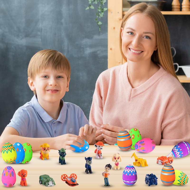 Dowdiles Pack of 12 Filled Easter Eggs with 12 Cartoon