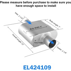 Alflow 2.25in Universal Exhaust Muffler with Aggressive Sound, Anti-corrosive Muffler