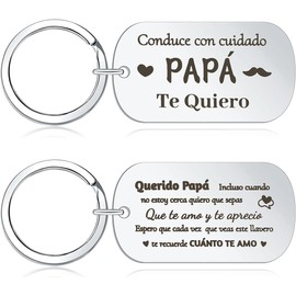 Regalos Para Papa Dia Del Padre,Llaveros Dia Del Padre Regalo para Papá, Llavero con Frases Papa de Acero Inoxidable Plata para Regalo Papá,Ideas Regalos Llaveros para Hombre Abuelo Originales