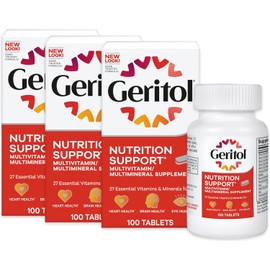 Geritol, Multivitamin Supplement, Contains B-Vitamins, Antioxidants, Vitamins C, E & D and Iron, 27 Essential Vitamins and Minerals, Gluten-Free, Non-GMO, No Artificial Sweeteners, 100 Tablets, 3 Pack
