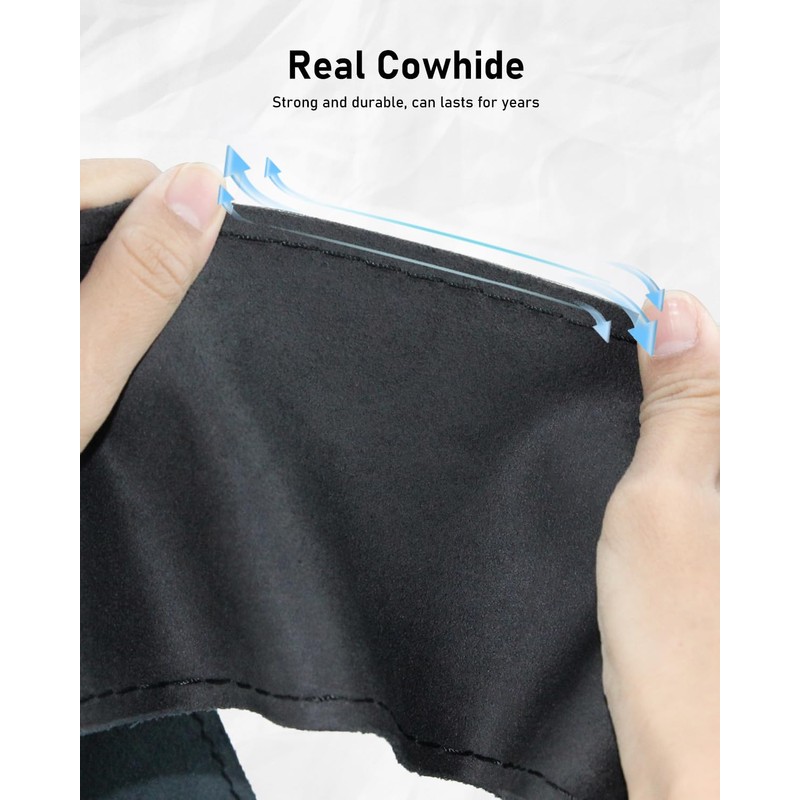 BELINOUS Suede Steering Wheel Leather Wrap (Size S5, Black)