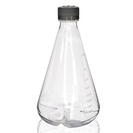Eisco - Pack of 1, 2L Sterile PETG Erlenmeyer Flask, Vented, Baffled Bottom, Gamma Sterilized, USP Class VI, Lab-Grade, Cell Culture, Mixing, Shaker Compatible