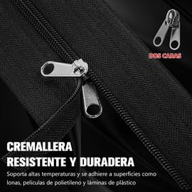 Paquete de 2 cremalleras autoadhesivas, 3" x 7', cremallera impermeable pelar y pegar, cremallera de invernadero reversible de alta resistencia, cremallera de tienda interior y exterior