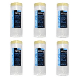 Chemical Grade Heavy-Duty Self-Adhesive Tape and Drape Masking Film Plastic Drop Cloth (6-Piece Value Pack (60" x 108ft))