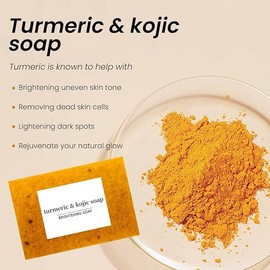 Turmeric Glow Soap, Natural Kojic Acid Soap for Face & Body, Handmade Turmeric Soap Bar for Dark Spots, Smooth Skin, Reduces Acne, Pores Shrink, Fades Scars