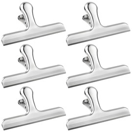 Ipow Pack of 6 Large Metal Clips Bags Sealing Clips Letter Clips Made of Stainless Steel Strong Spring Force 118 mm Width