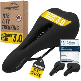 BikePeak - Bike Saddle for City, MTB or Trekking - Comfortable, breathable with Memory Foam, Ergonomic Bicycle Seat (MTB)