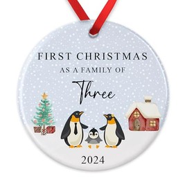 First Christmas as a Family of Three Bauble, Family Of 3 Xmas Ornament, New Baby Gift, New Parents Gift, Baby's First Christmas Keepsake, Tree Decoration
