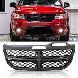 Front Grill Bumper Upper Grille Compatible with 2011-2020 Dodge Journey ABS Replace oe CH1200362, Gloss Black