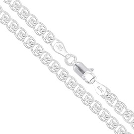 Sterling Silver Italian Love Heart Chain 3.5mm Solid 925 Italy Infinity Promise Necklace 18"