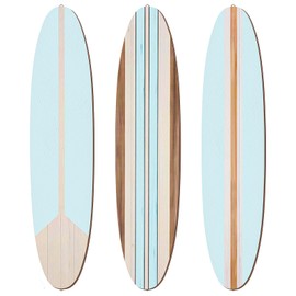 Gerrii 3 Pieces Surfboard Wall Decor 23.6" x 5.4" Preppy Beach Room Decor Aesthetic Large Wooden Cute Beachy Tropical Wall Art for Surfer Bedroom Living Room Bathroom Decorations(Blue)