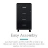 Pemberly Row Contemporary 18" Deep 4 Drawer Metal Mobile Organizer