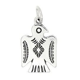 LGU Sterling Silver Oxidized Southwest Motif Thunderbird Charm