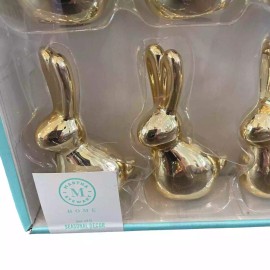 MARTHA STEWART Gold EASTER Bunny Rabbit MINI Figurines Tabletop Decor 3.25" New