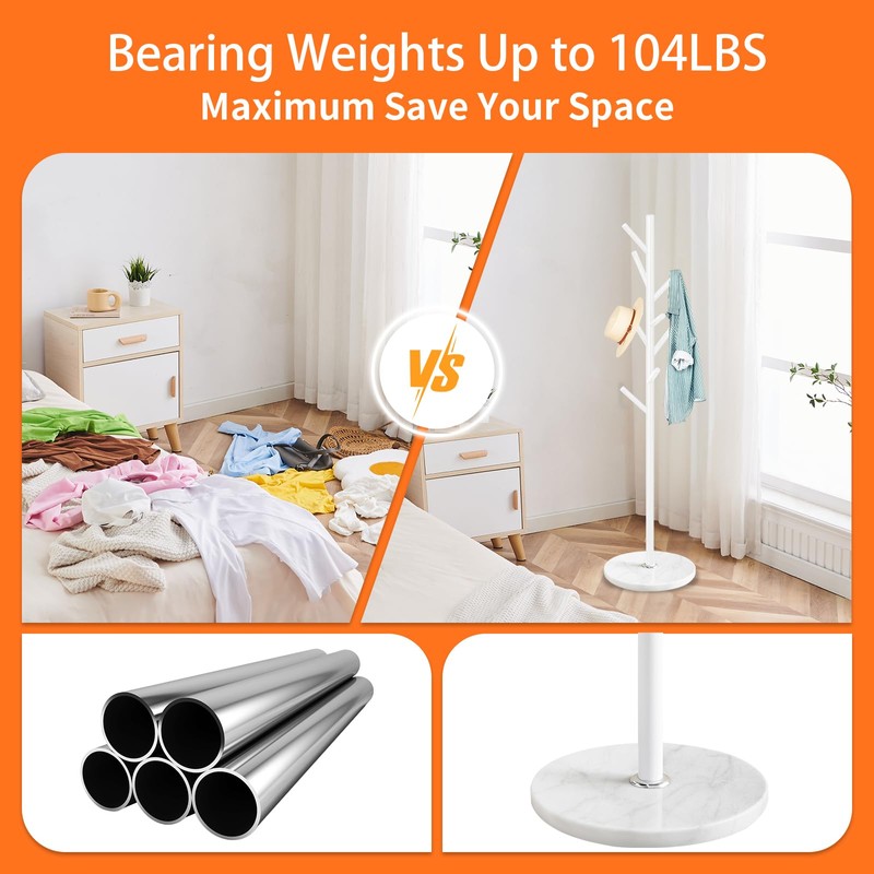 ZOZOE Metal Coat Rack Freestanding, Metal Coat Rack Stand with