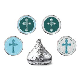 Religious Round Candy Sticker - Cross Christian Party Favors Sticker Labels Fit Chocolate Candy (160 Pieces）