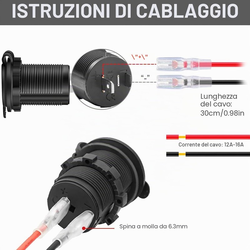 DAOKAI presa accendisigari, sostituzione presa di corrente auto DC 12V,