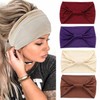 Zoestar Wide Headbands Beige Head Wraps Knotted Turban Head Band