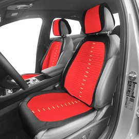 FH Group Front Set Automotive Seat Cushions, Car Seat Covers for Low Back Car Seats, Universal Fit, Airbag Compatible, Car Seat Cover for SUV, Sedan, Van, Red