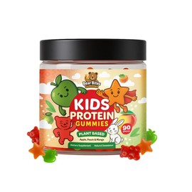 Bear Bites Gummies-Plant Based Kids Protein Gummy– Vegan, Sugar-Free, Gluten-Free, Vitamin C – Immunity Booster, Protein Snacks –Tasty Apple, Peach, Mango Flavors –90 Count –No Artificial Flavors