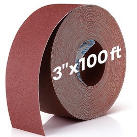120 Grit Sandpaper Roll 3'' x 100 ft Emery Cloth, Aluminum Oxide Sanding Paper for Drum Sander, Wet Dry Adhesive Sandpaper for Wood, Metal, Furniture, Automotive, Copper Pipe