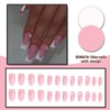 SEMATA White French Tip Press on Nails Square Medium Long