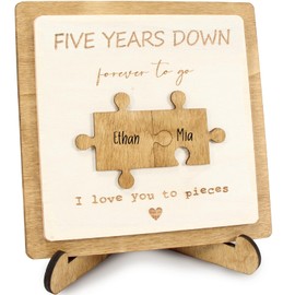 5 Year Anniversary Wood Gifts for Her Him - Engraved Wooden Plaque, Romantic Gift for Husband, Wife, 5th Anniversary Wedding Gifts.