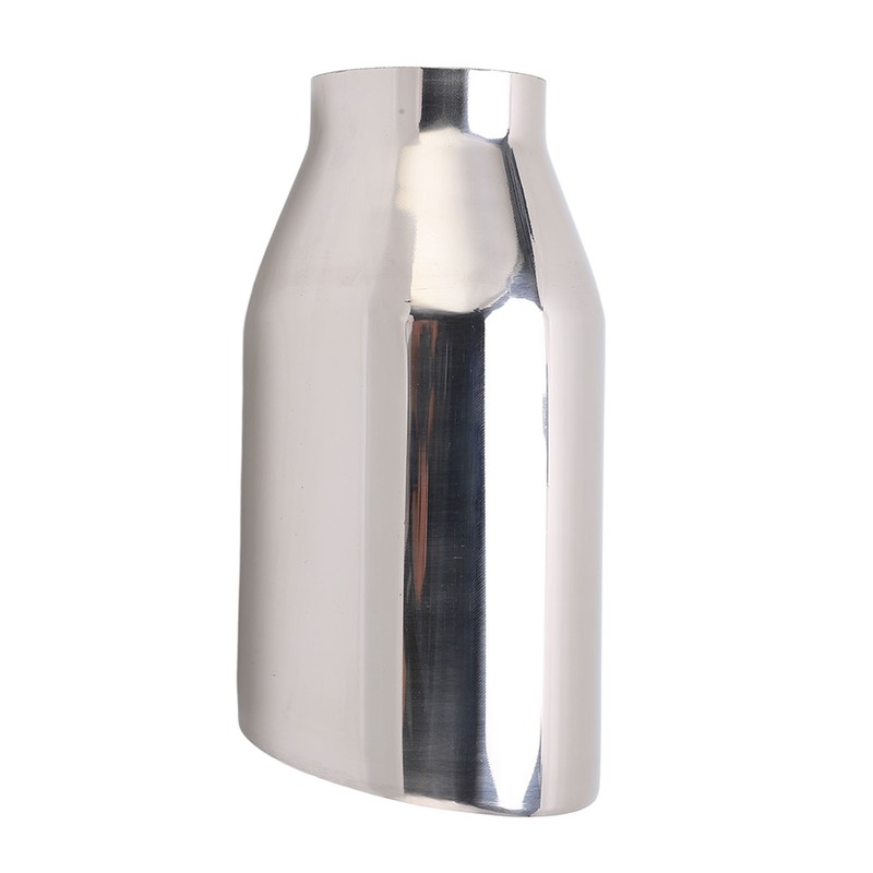 Single Outlet Exhaust Tip Silver Stainless Steel Beveled Mouth Straight