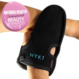 Exfoliating Gloves Body Scrub Exfoliator - Eraser Mitt Loofah, Dry Dead Flakey Skin Tan Scrubbing Remover Cleansing Gloves for Bath, Shower, Spa Brush Soap Wash Exfoliate Arms Legs Face Cloth (Black)