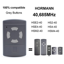 Garage Door Hand Transmitter Compatible Remote Control for Hörmann 40.685MHz HSE2 HSM4 HSM2 HSE4 HS2 HS4 Grey Buttons Pack of 2