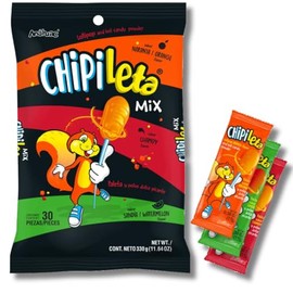 Generic Anahuac Chipileta Mix Paleta Lollipop Candy Orange, Chamoy, and Watermelon (30-Pieces Pack)